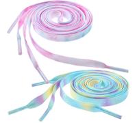 JOINPAYA 2 Pair Flat Polyester Colorful Dyeing Shoelaces Tie-dye Gradient Design, Multi-purpose Laces for Casual Shoes and Boots, Adding Stylish Colour to Your Footwear Random Color