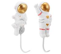 JOINPAYA 2 Pcs Nail-Free Astronaut Hooks Wall Mounted Sticky Door Hooks Practical Home Storage Hangers for Clothes Towels Keys with Strong Adhesive