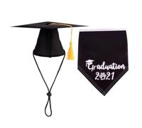 JOINPAYA 2 Pcs Pet Accessories Graduation W og Hat and Bib Set, Polyester Material with Fashion Style to Protect Pet's Hair When Eating and Keep Your Dog Clean for Daily Life
