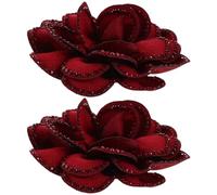JOINPAYA 2 Pcs Red Rose Flower Shoe Clips for Bride Wedding Removable Floral Shoe Buckles with Rhinestone Detachable Decorative Charms for Party and