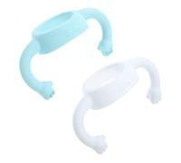 JOINPAYA 2 pcs Silicone Milk Bottle Handles for Wide Mouth Bottles for Boy Girl Easy to Install Comfortable Feeding Accessories in White and Blue