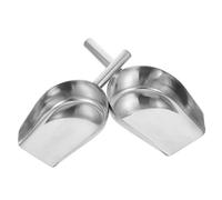 Joinpaya 2 Pcs Stainless Steel Ice Scoops, Flat Bottom Flour and Grain Scoops for Kitchen, Versatile Food Sweet for Popcorn, Cereal and Dry Goods, Set of 2 (Small & Medium), Silver 9.45In X 4.3