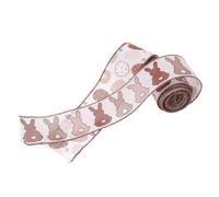 JOINPAYA 2 Rolls Easter Ribbon Wired 2.5 Inch X 5 Yards Polyester Ribbon for Gift Wrapping and DIY Crafts Fade Resistant in Coffee Colour for Everyday Decor Projects and Family Bonding