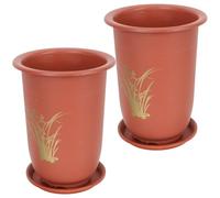 JOINPAYA 2 Sets Plastic Orchid Pot with Tray, Ventilated Nursery Planter