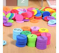 JOINPAYA 200 Pack Place Value Discs Colored Number Discs for Kids Math Learning Tools Color Recognition Game Accessories Round Counting Counters for Home Kindergarten and Early Education