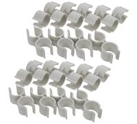 JOINPAYA 20pcs Broom Handle Replacement Parts Plastic Double Tube Clamp, Double Pipe Clamp Connector for Dustpan Pole, Beige, Secure Fit, Easy Installation, Cleaning Storage