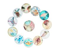 JOINPAYA 20pcs Gemstone Glass Glass Patch Marine Organism Pattern, Mixed Color, Easy to Use, Beautiful Delicate Attractive Style for Making Decoration of The Ordinary Random Color