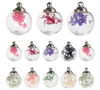 JOINPAYA 20pcs Glass Storage Balls with Dried Flower DIY Accessories Delicate Appearance Assorted Colors for Seeing Items Art Decoration Photo Prop Random Color