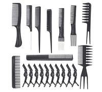 JOINPAYA 20pcs Male Styling Comb Wide Tooth Comb Unbreakable Plastic Hair Dressing and Dyeing Tool Kit for Professional Use Salon with Haircutting Clips