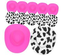 JOINPAYA 20Pcs Miniature Cowboy Hats for Dolls Adorable Replaceable Delicate Hats White with Black Dots and Pink for DIY Projects and Celebrations