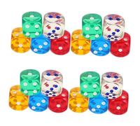 JOINPAYA 20pcs Rounded Corner Dice Set Acrylic Translucent Colorful Game Dice for Classroom Math Activities Board Games Party Entertainment Tools
