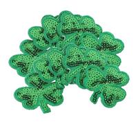 JOINPAYA 20pcs St Patrick's Day Embroidered Sequin Leaf Patches, Small Adhesive Green Appliques for Clothes Decoration, DIY Holiday Craft Stickers