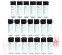 JOINPAYA 20pcs Transparent Glass Chromatography Vials with Screw Neck and Black Solid Lid Sealed Sample Storage Bottles for Reagents Essential Oils Cosmetics Lab Use