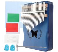 JOINPAYA 21-key Thumb Piano Portable Mbira Kalimba Hand Musical Instrument Blue Pattern Suitable for Beginners and Travel