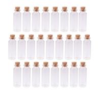 JOINPAYA 25pcs Cork Stopper Glass Bottles Small Glass Jars 30ml Wood Lid Craft Accessories Wedding Favour Party Supplies