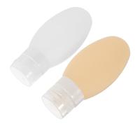 JOINPAYA 2pcs 100ml Silicone Travel Bottles Suction Cups, White and Beige Refillable Shampoo Dispenser Containers for Toiletries Liquid Storage and Lotion Packaging