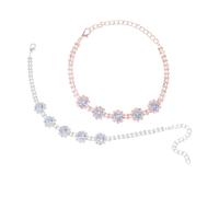 JOINPAYA 2pcs Adjustable Dog Cat Necklace Charming Rhinestone Decorative Collar with Pendant Stylish Silver and Rose Gold Pet Jewelry for Puppies and Kittens Comfortable Fit for Various