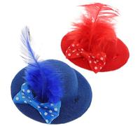 JOINPAYA 2pcs Adjustable Mini Pet Hats for Birds with Elastic Chin Strap, Blue and Red Bowknot Polka Dot Caps for Parrots, Hens, Roosters - Funny Poultry Accessories for Small Animals