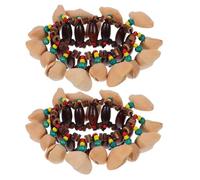 JOINPAYA 2pcs African Tribal Style Nut Shell Handbells Wrist Bracelets Percussion Instruments Musical Toy for Women Street Rhythm and Dance Accessories