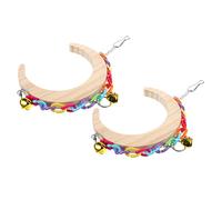 JOINPAYA 2pcs Bird Swing Toy for Parrot and Parakeet Moon Shape Hanging Swing for Bird Cage Easy to Install Exercise and Pecking Play