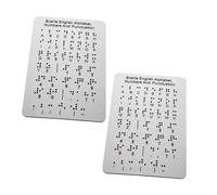 JOINPAYA 2pcs Braille Alphabet Boards Raised Dots Letters and Numbers, 4.7×7.25 inch Metal Tactile Learning Tools for Blind, Braille Reading and Writing Aids for Home and School