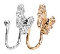 JOINPAYA 2Pcs Butterfly Nose Rings Clip-On Non-Pierced Nose for Women with Rhinestones Septum Decor Gold White Set