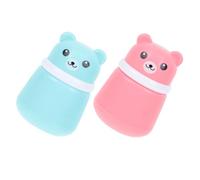 JOINPAYA 2pcs Cartoon Bear Shaped Baby Body Puff Container with Soft Sponge Puff, Easy to Use and Refuse Flying, for After- Use Or Hot Summer Day