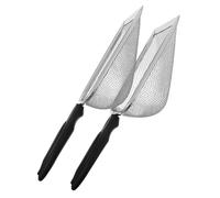 JOINPAYA 2pcs Cat Litter Scoop Metal Sifter with 2mm Mesh Screen, Long Handle Black Poop Sifting Shovel for Kitten and Adult Cats, Sturdy Pet Litter Cleaning Tool for Home and Farm Use