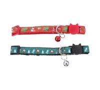 JOINPAYA 2Pcs Christmas Cat Collars with Bell Quick Release Breakaway Pet Collars for Kittens and Cats Holiday Costume Accessories Green Christmas Tree and Red Design