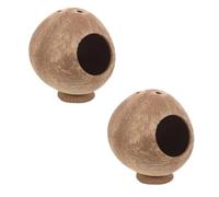 JOINPAYA 2Pcs Coconut Shell Hamster Hideout Delicate Small Animal Hut Safe Sturdy Guinea Pig Hiding House Boredom Breaker for Dwarf Hamsters Gerbils and Mice