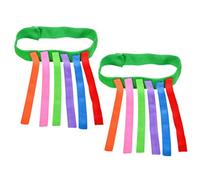 JOINPAYA 2pcs Colorful Pull Tails Outdoor Educational with Hook and Loop Straps Kindergarten Training Game Props for Hand-eye Coordination and Social Skill Development Green Belt with