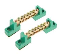 JOINPAYA 2pcs Copper Grounding Rod with 6 Terminal Positions Ground Bar Kit for Secure Wire Connection and Preventing Wire from Falling, for Distribution Cabinets and Boxes