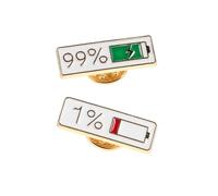 JOINPAYA 2pcs Creative Battery Indicator Brooch Pins 1% and 99% Power Social Expression Badge Lapel Pins for Collar Scarf Bag Accessories Cute Japanese Style Charm