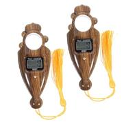 JOINPAYA 2pcs Digital Buddha Bead Counting Device with Large LED Display Reliable Finger Counter for Prayer and Chanting Stylish Wood Grain Design for Enhanced Focus
