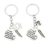 JOINPAYA 2Pcs Dog Paw Pet Memorial Keychains Hand Engraved If Love Could Have Saved You Thoughtful present for Dog Lovers Unique Pet Souvenir Key Rings for Remembrance