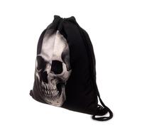 JOINPAYA 2Pcs Drawstring Backpack with 3D Skull Printing, Unisex Black String Bag for Gym, Travel, Sports and Shopping Storage