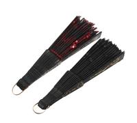 JOINPAYA 2pcs Embroidered Handheld Folding Fans Peacock Pattern Chinese-Style Foldable Fans for Women Wedding Party Festival Decor in Crimson and Ebony