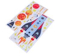 JOINPAYA 2Pcs Growth Chart Wall Stickers Rocket and Planet PVC Height Measurement Decals for Boys Bedroom Nursery Playroom Decor