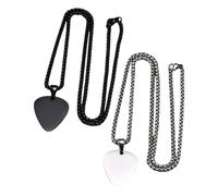 JOINPAYA 2pcs Guitar Pick Pendant Necklace Steel Music Lover for Women Guitar Player Bass Pick Shaped Necklace Chain