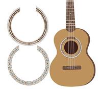 JOINPAYA 2pcs Guitar Sound Hole Rosette Stickers Acoustic Classical Guitar Inlay Decals Decorative Sound Hole Rings Clover and Grid Patterns for Parts