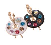 JOINPAYA 2pcs Handcrafted Painting Tool Brooch Set with Rhinestones, Lightweight Alloy Paint Palette and Artist Brush Pins, Creative Artistic Design for Sweaters and Birthday Favors