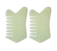 JOINPAYA 2pcs Jade Massager Scraping Comb Hair Caring Tool Portable Prevent Hair Static Damage Natural Light Green Jade for Scalp Massage