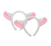 JOINPAYA 2pcs Lamb Ears Headband Set for Kids and Adults, Plush White Animal Ear Hair Hoop with Sheep Horns, Cute Lamb Costume Accessories, Portable and Resistant to Fading, for Daily
