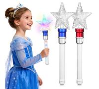 JOINPAYA 2pcs Light Up Star Magic Wands: LED Spinning Princess Wands for Girls, Glow Stick for Christmas Birthday Pretend Play