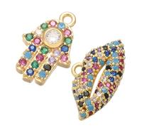 JOINPAYA 2pcs Lip Jewelry Accessories Pendant Colorful Copper Electroplated Beautiful Funny DIY Handmade Time Necklace Parts for Jewelry Making Random Color