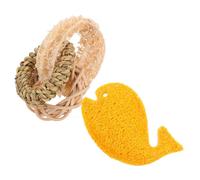 JOINPAYA 2pcs Loofah Chew for Small Pets Sturdy Natural Tooth Cleaning Accessory for Rabbits Hamsters Guinea Pigs Chinchillas Ergonomic Design for Interactive Grinding and Furniture