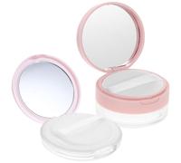 JOINPAYA 2pcs Loose Powder Container with Mirror and Puff, Mini Empty Cushion Compact Case Set 20g Flip Lid Elastic Mesh Sifter 3g Ultra-thin Coral Powder Puff, Refillable Travel Makeup