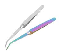 JOINPAYA 2pcs Manicure Nail Shaping Tweezers Clips Nail Pinching Tools for Acrylic Gel Rainbow and Silver Finish Art Accessories for Professional Sculpting