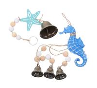 JOINPAYA 2pcs Mediterranean Nautical Wind Chimes Wooden Sea Horse and Star Coastal Wall Art with Metal Tubes Ocean Themed Outdoor Hanging Decor for Beach Bathroom Bedroom Accent