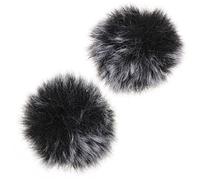 JOINPAYA 2pcs Microphone Windproof Covers Noise-reducing Clip-on Mic Protectors Black and Gray Wool Tips, 5mm Thick, Suitable for Live Streaming and Recording